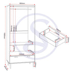 Leon 2 Door 1 Drawer Wardrobe - Medium Oak Effect