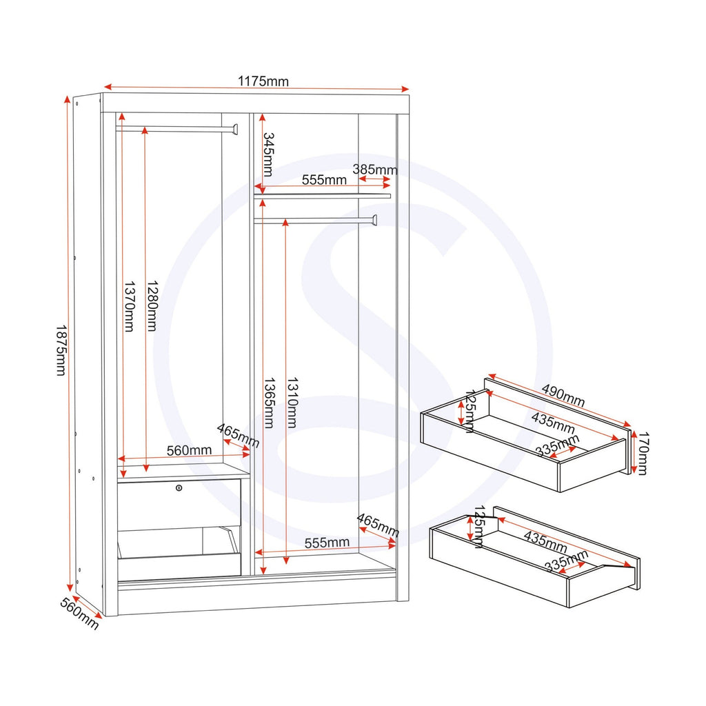 Lisbon Slider Wardrobe - Black Wood Grain