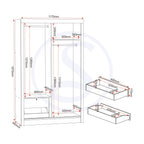 Lisbon Slider Wardrobe - Black Wood Grain