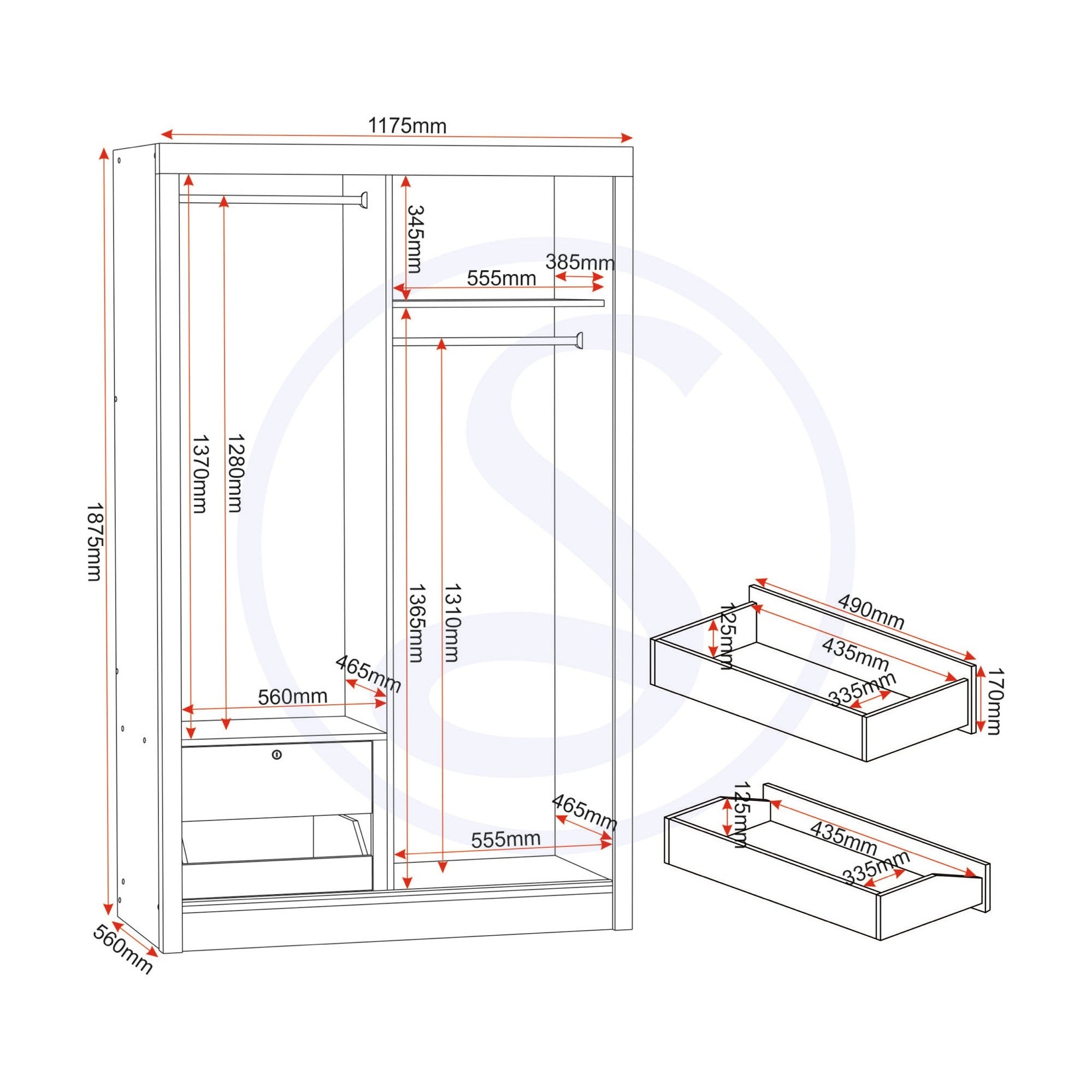 Lisbon Slider Wardrobe - Black Wood Grain