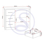 Lisbon 3Pc Dressing Table Set With Mirror - Black Wood Grain/Black Pu