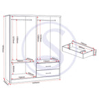 Lisbon 4 Door Wardrobe - Black Wood Grain