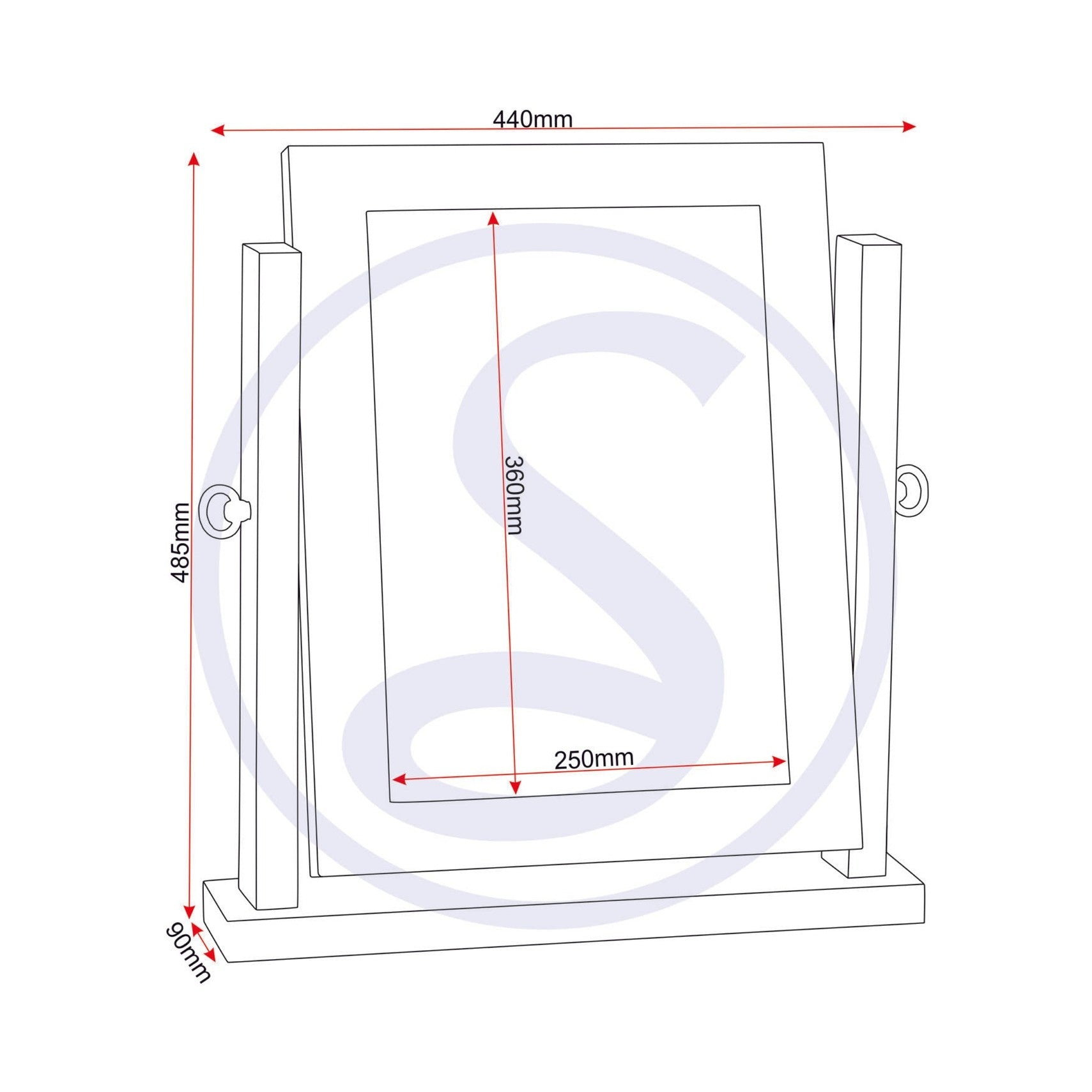 Lisbon Dressing Table Mirror - Black Wood Grain