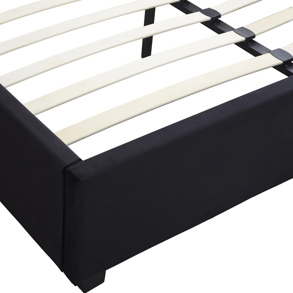 Madison 4'6" Bed - Black Velvet Fabric