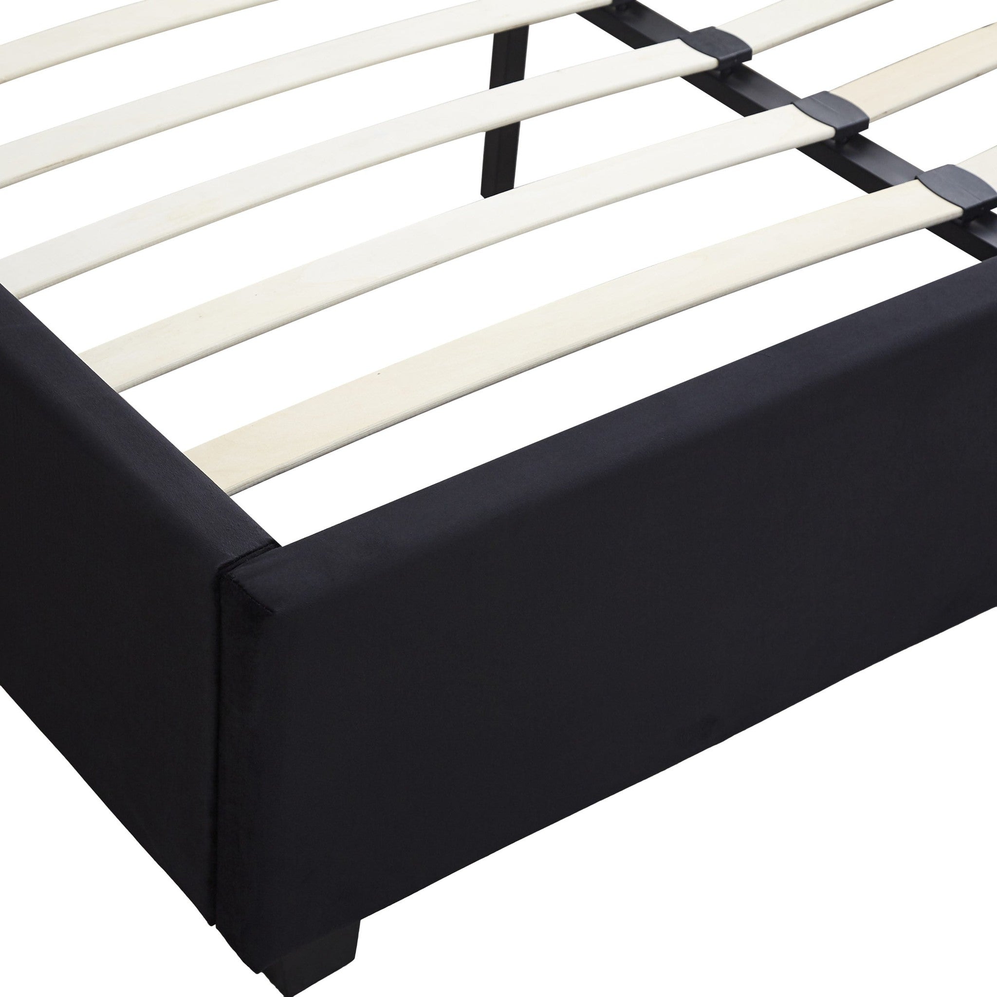 Madison 5' Bed - Black Velvet Fabric