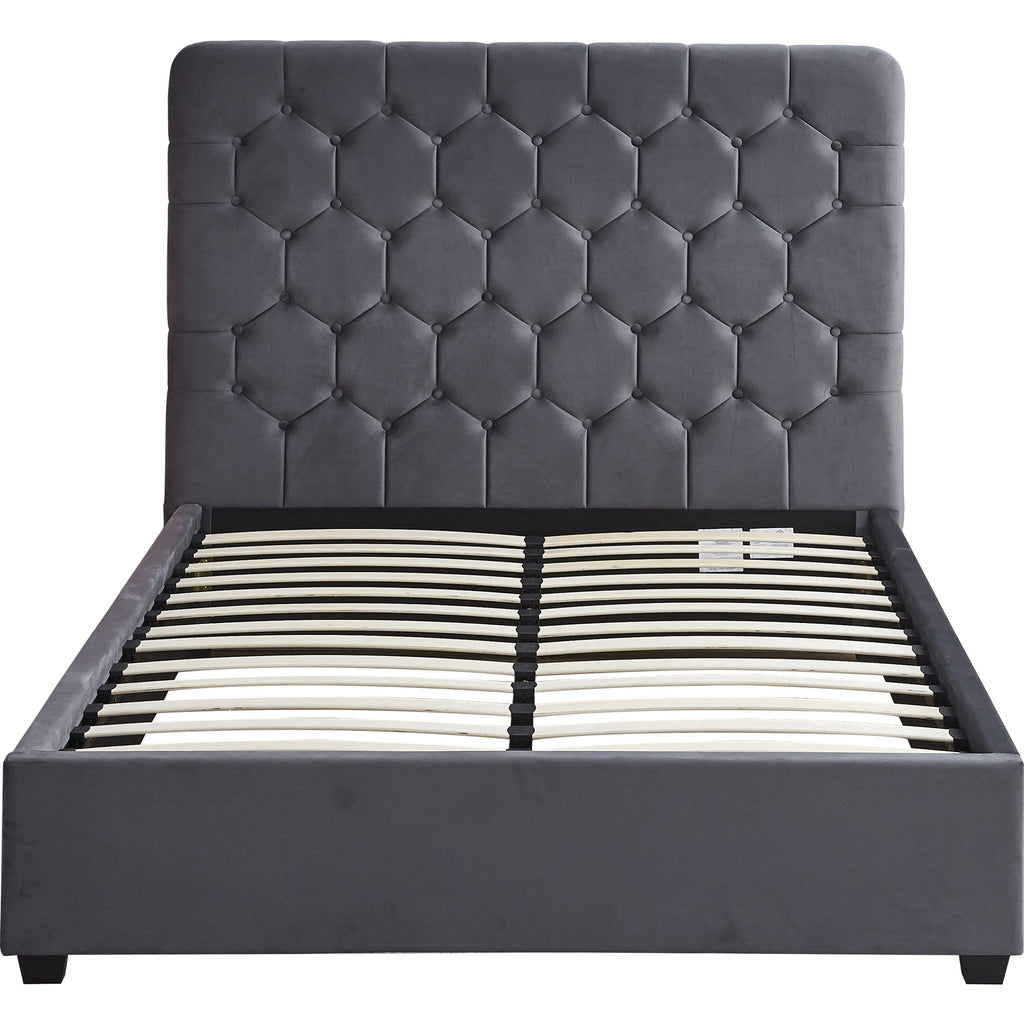 Madison 5' Bed - Grey Velvet Fabric