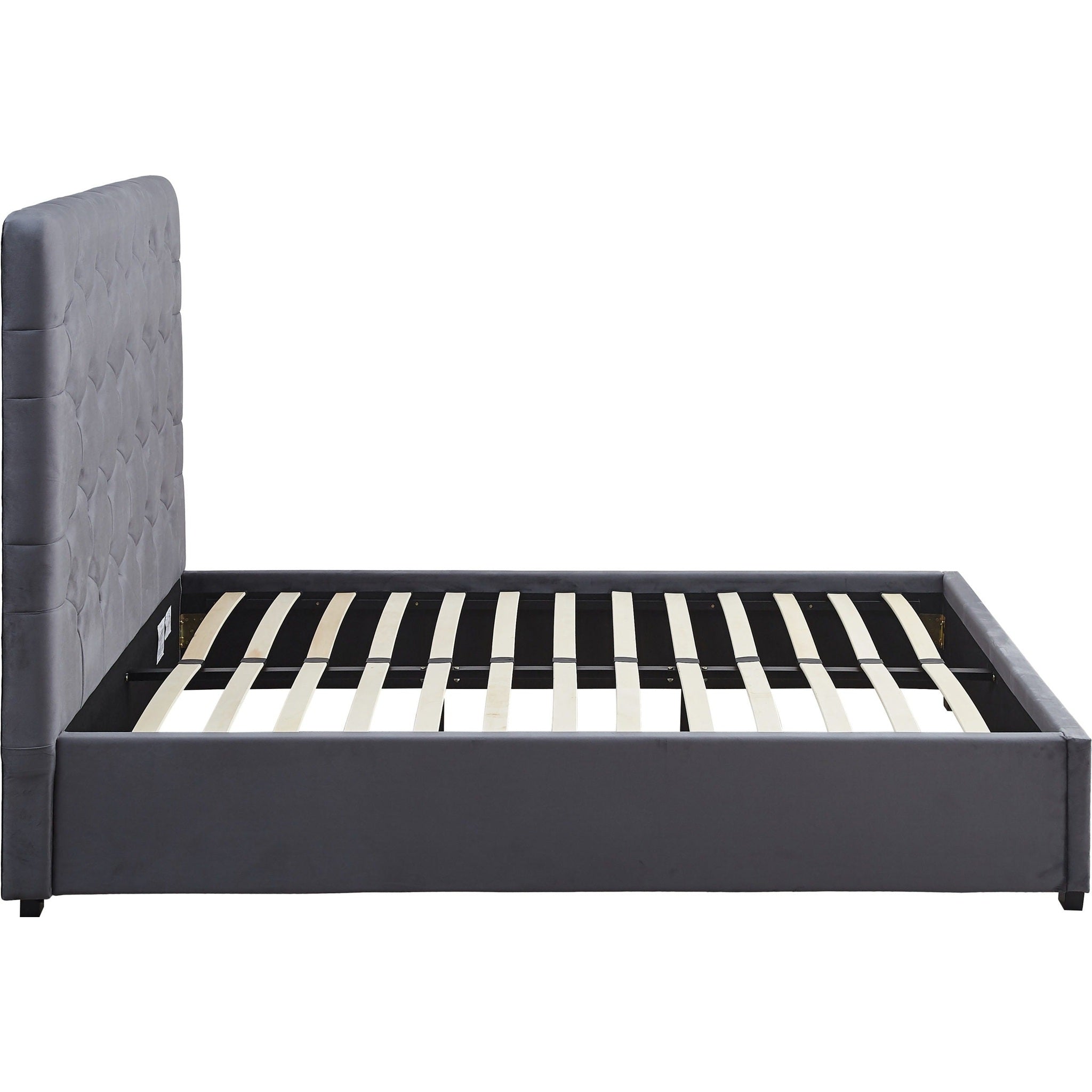 Madison 5' Bed - Grey Velvet Fabric