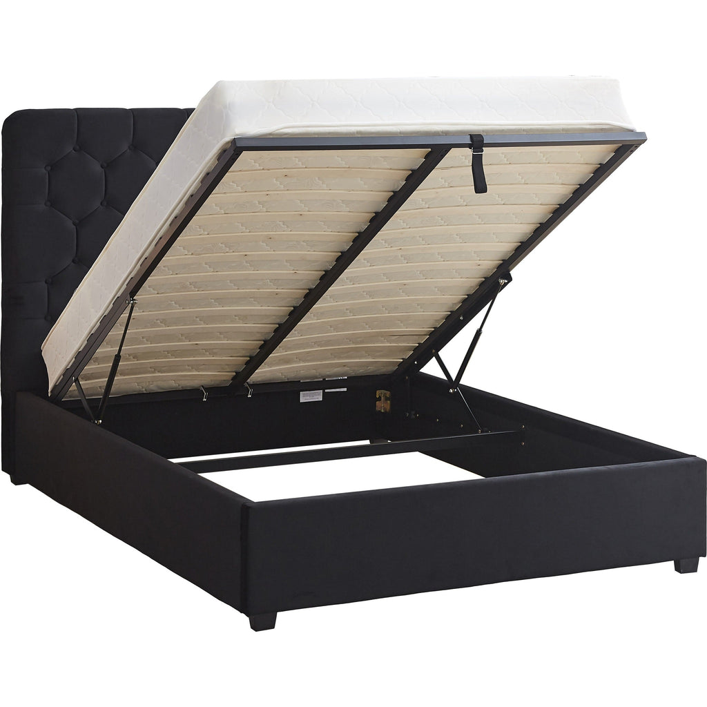 Madison 5' Ottoman Bed - Black Velvet Fabric