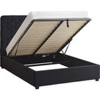Madison 5' Ottoman Bed - Black Velvet Fabric