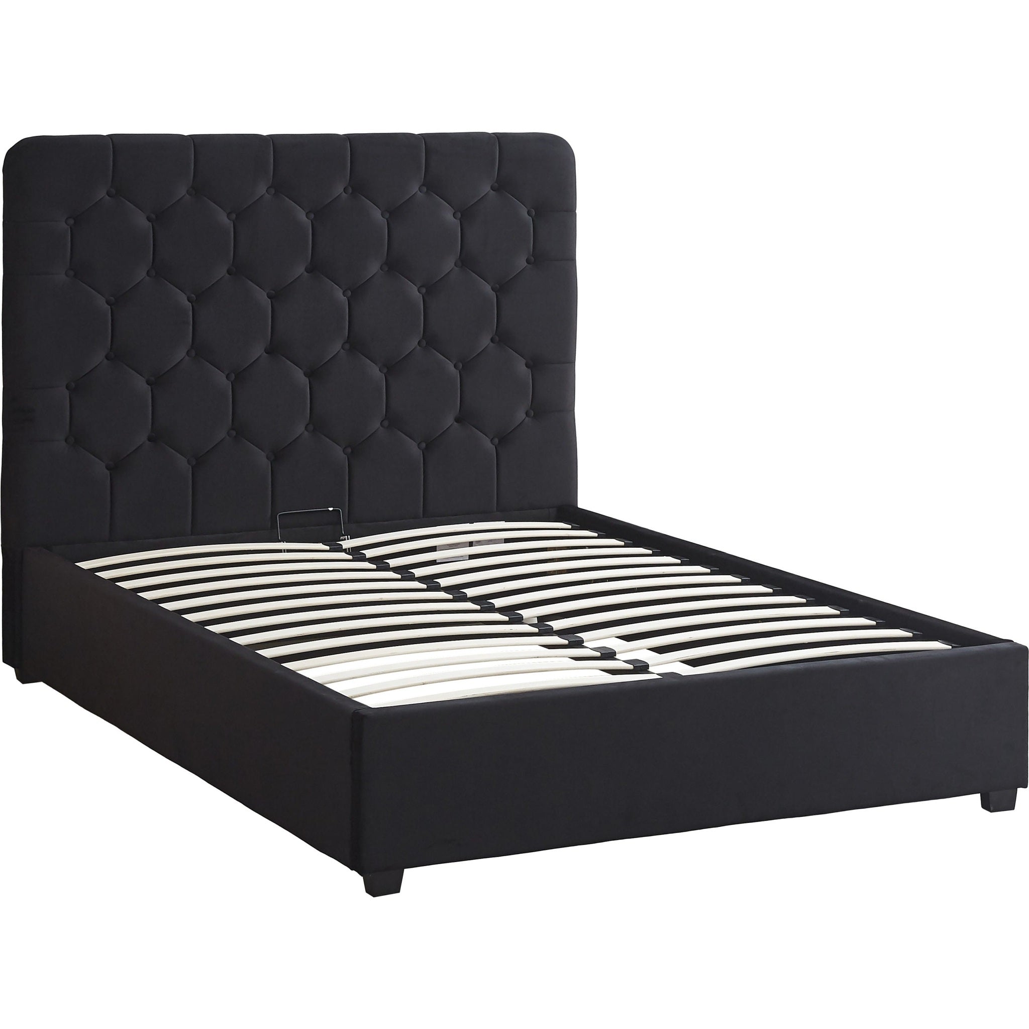 Madison 5' Ottoman Bed - Black Velvet Fabric