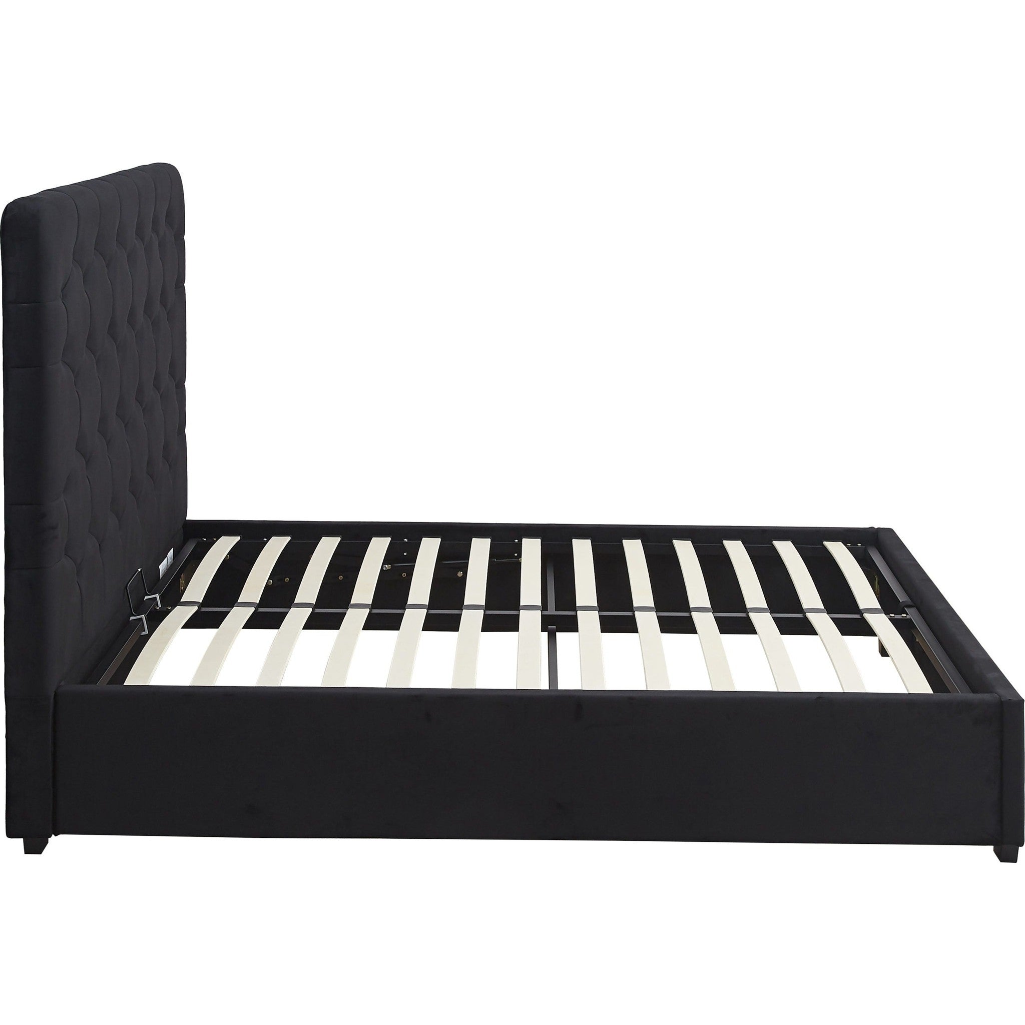 Madison 4'6" Ottoman Bed - Black Velvet Fabric