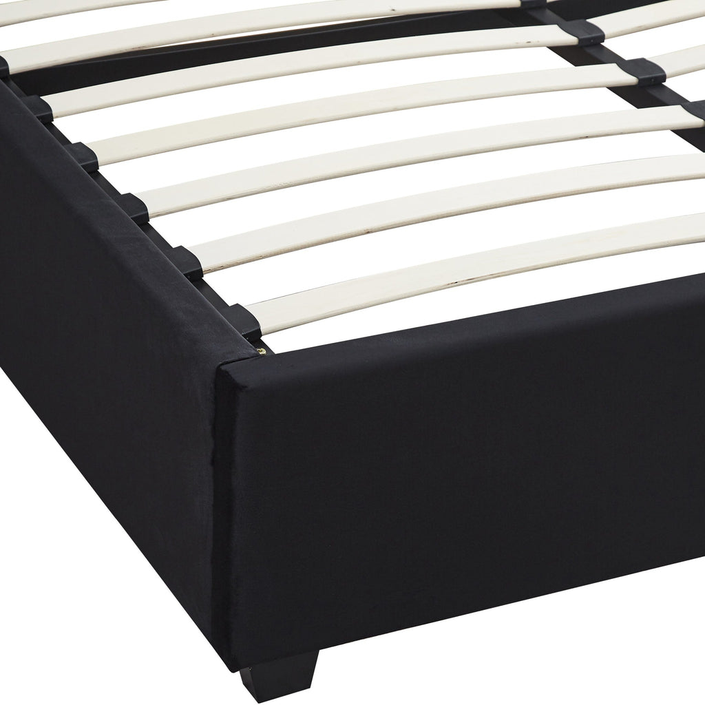 Madison 4'6" Ottoman Bed - Black Velvet Fabric