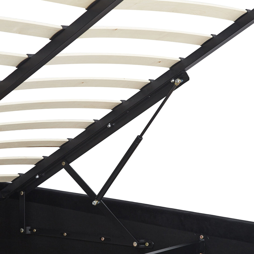 Madison 4'6" Ottoman Bed - Black Velvet Fabric