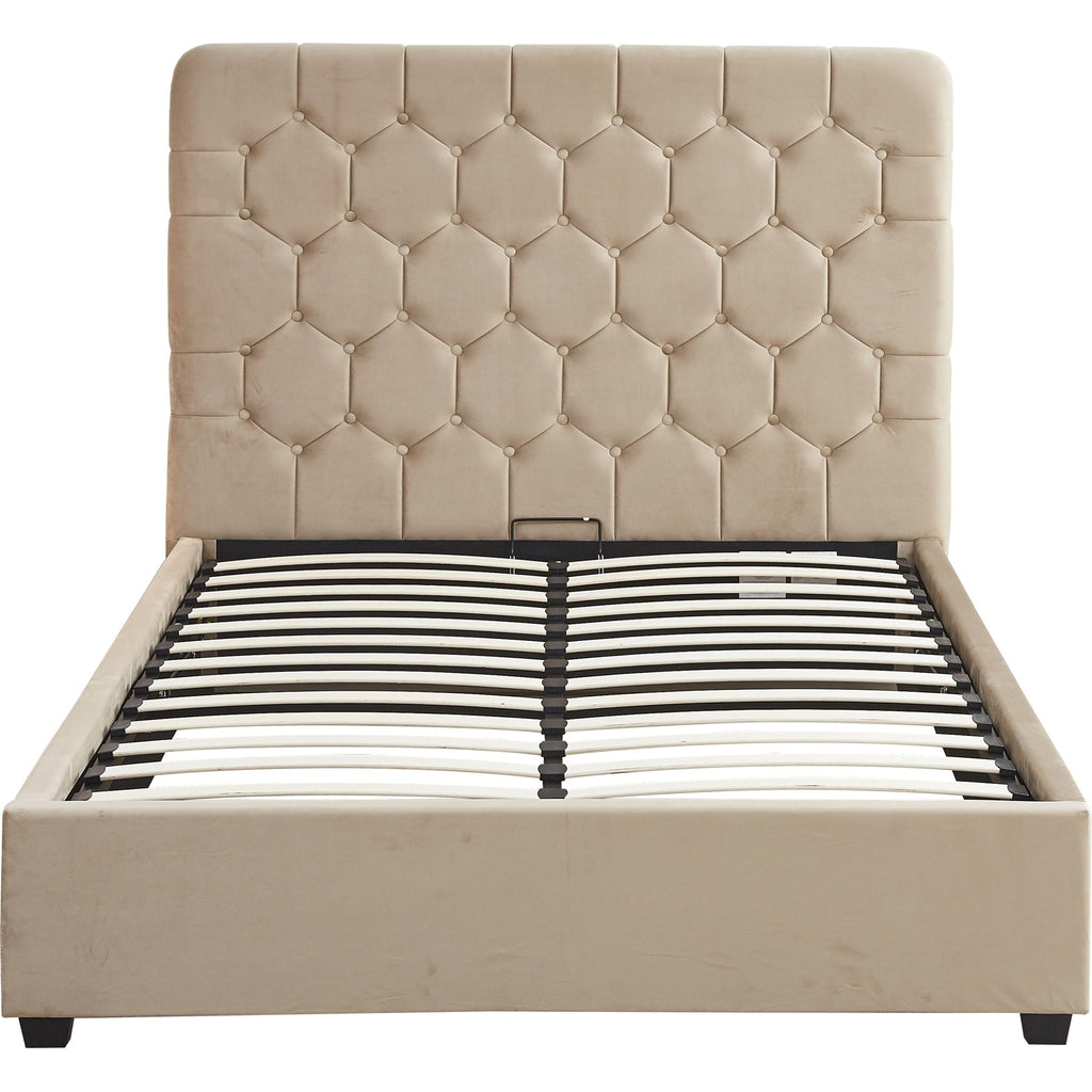 Madison 4'6" Ottoman Bed - Fawn Velvet Fabric