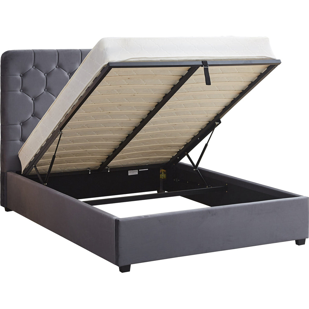Madison 5' Ottoman Bed - Grey Velvet Fabric