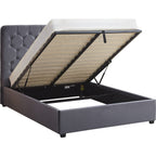 Madison 5' Ottoman Bed - Grey Velvet Fabric