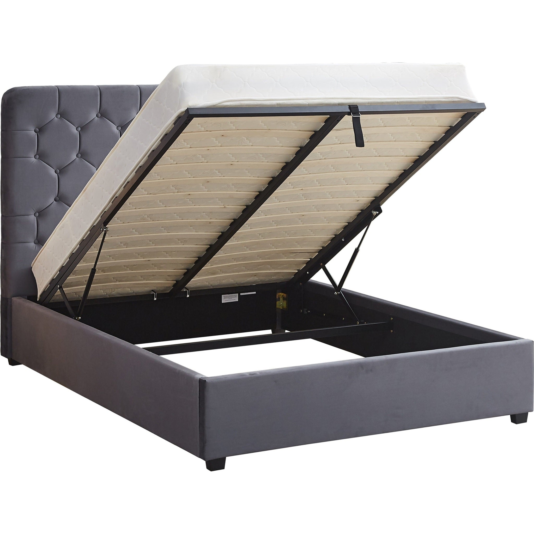 Madison 5' Ottoman Bed - Grey Velvet Fabric