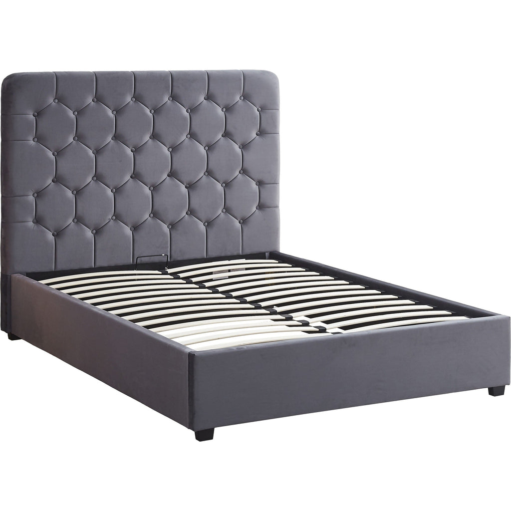 Madison 5' Ottoman Bed - Grey Velvet Fabric
