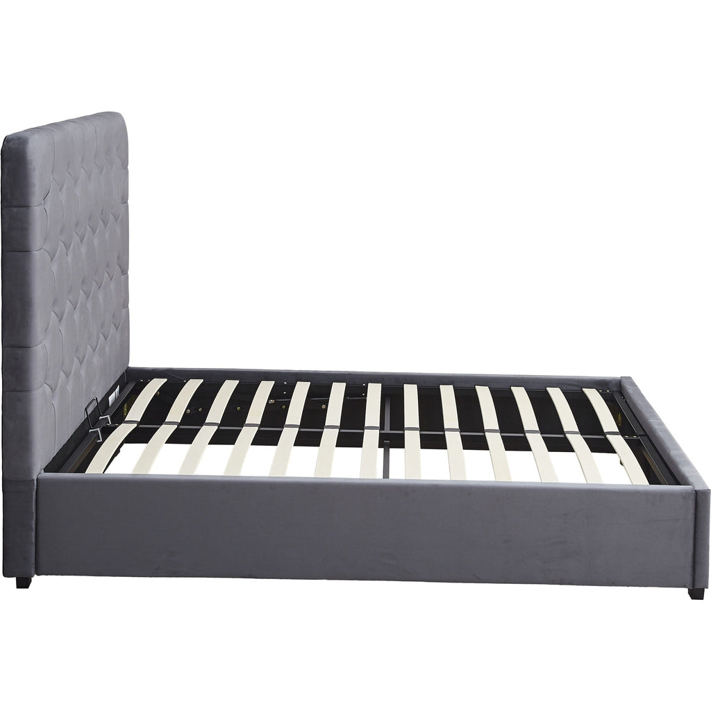 Madison 5' Ottoman Bed - Grey Velvet Fabric