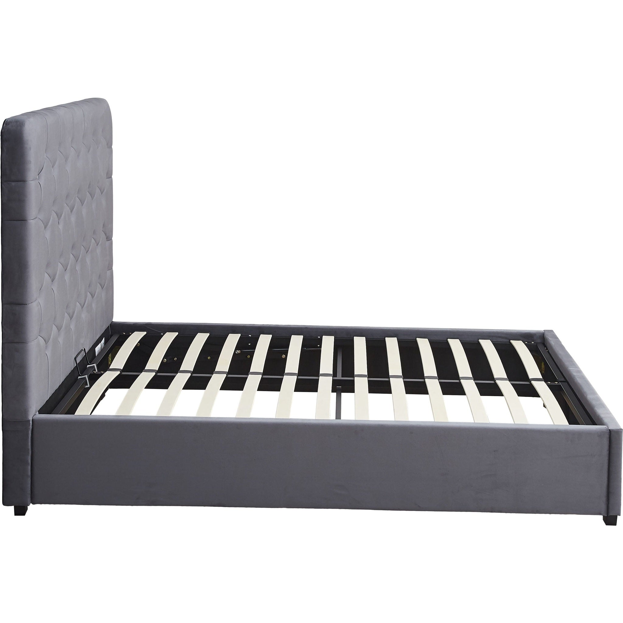 Madison 5' Ottoman Bed - Grey Velvet Fabric