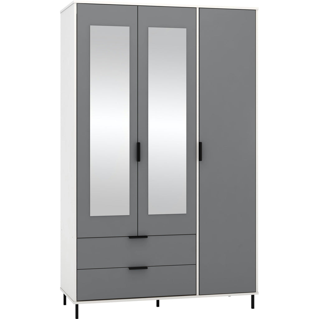 Madrid 3 Door 2 Drawer Wardrobe - Grey/White Gloss