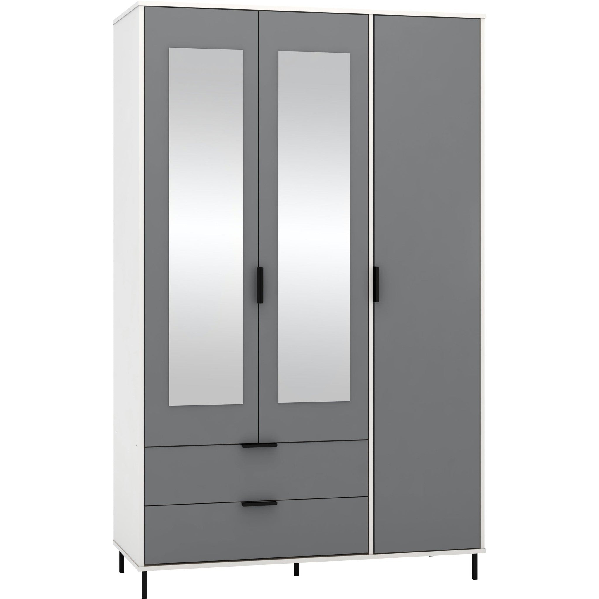 Madrid 3 Door 2 Drawer Wardrobe - Grey/White Gloss