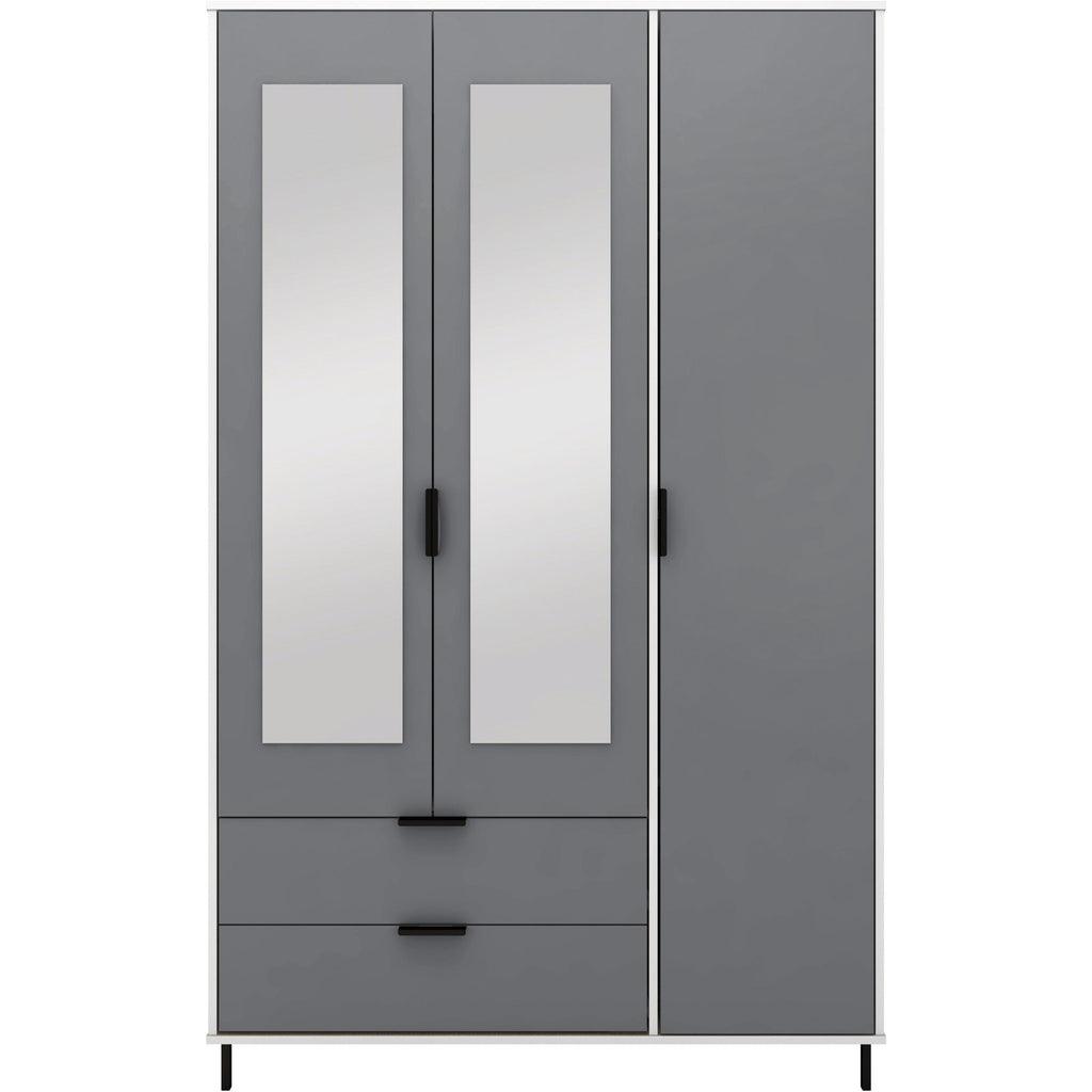 Madrid 3 Door 2 Drawer Wardrobe - Grey/White Gloss