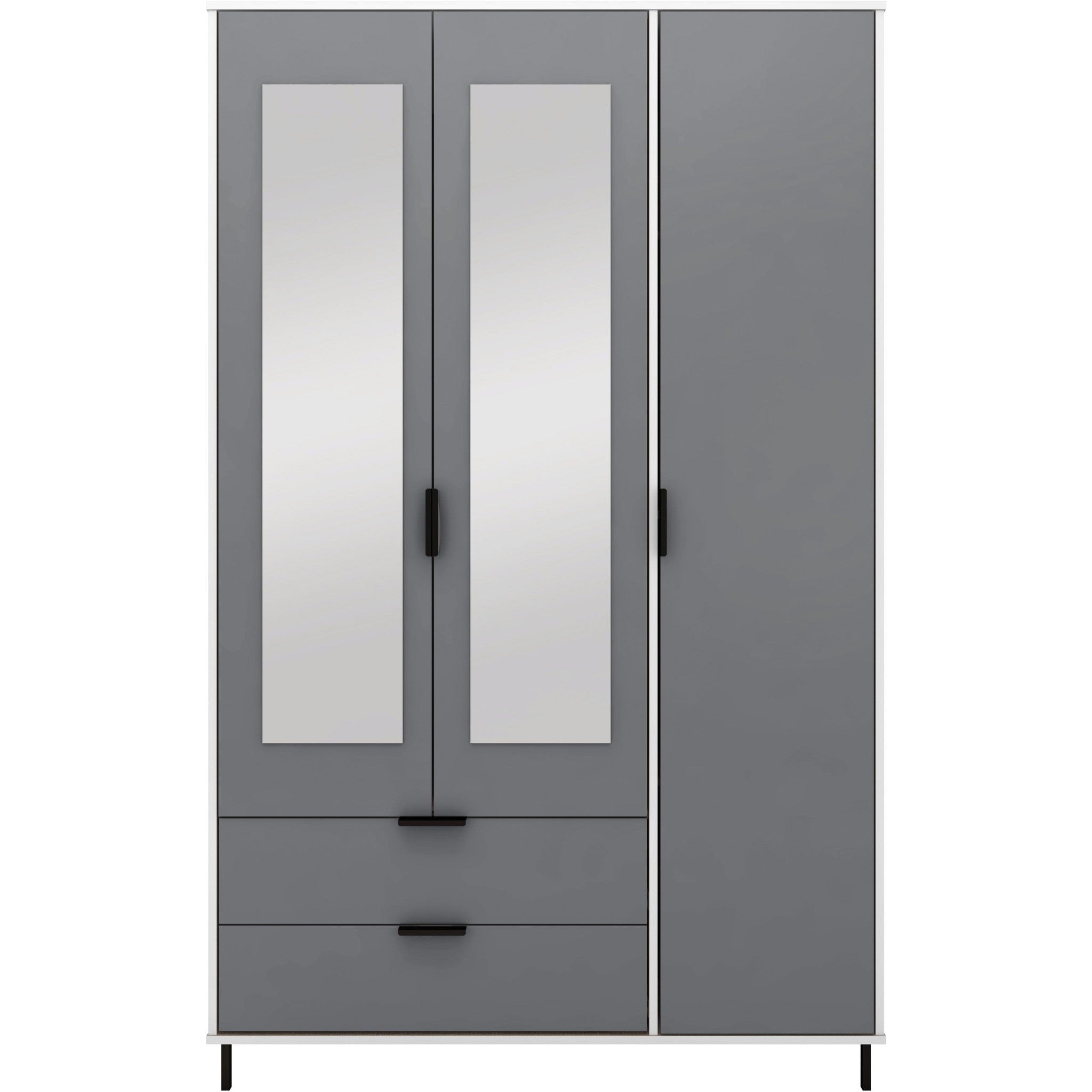 Madrid 3 Door 2 Drawer Wardrobe - Grey/White Gloss