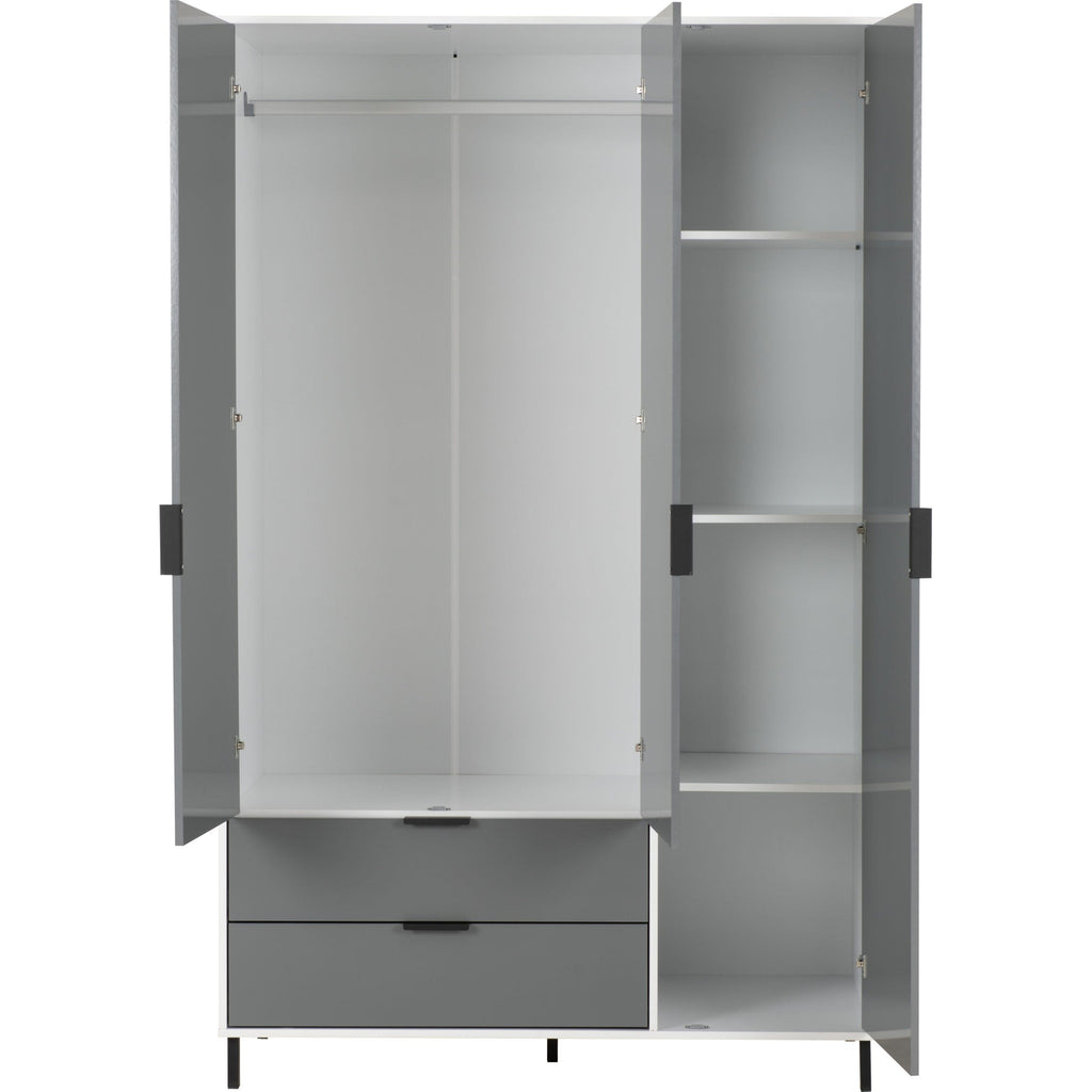 Madrid 3 Door 2 Drawer Wardrobe - Grey/White Gloss