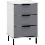 Madrid 3 Drawer Bedside - Grey/White Gloss