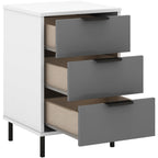 Madrid 3 Drawer Bedside - Grey/White Gloss