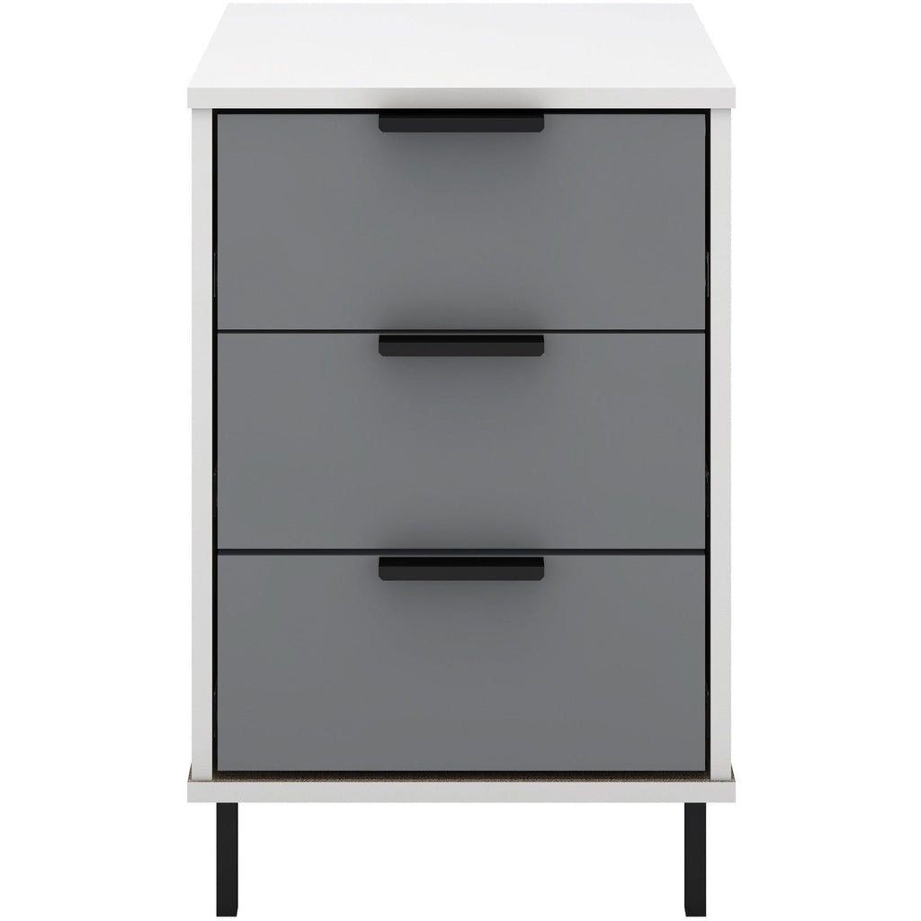 Madrid 3 Drawer Bedside - Grey/White Gloss