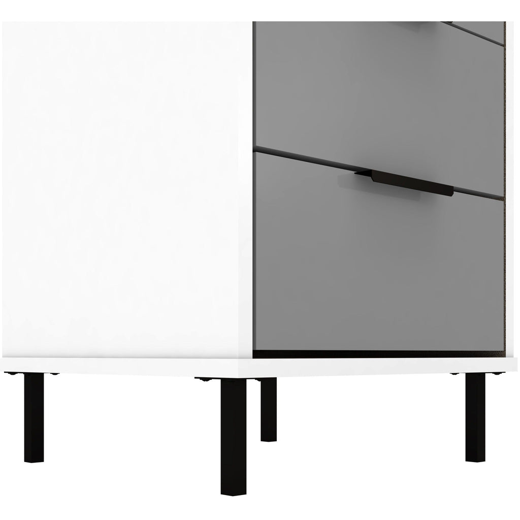Madrid 3 Drawer Bedside - Grey/White Gloss
