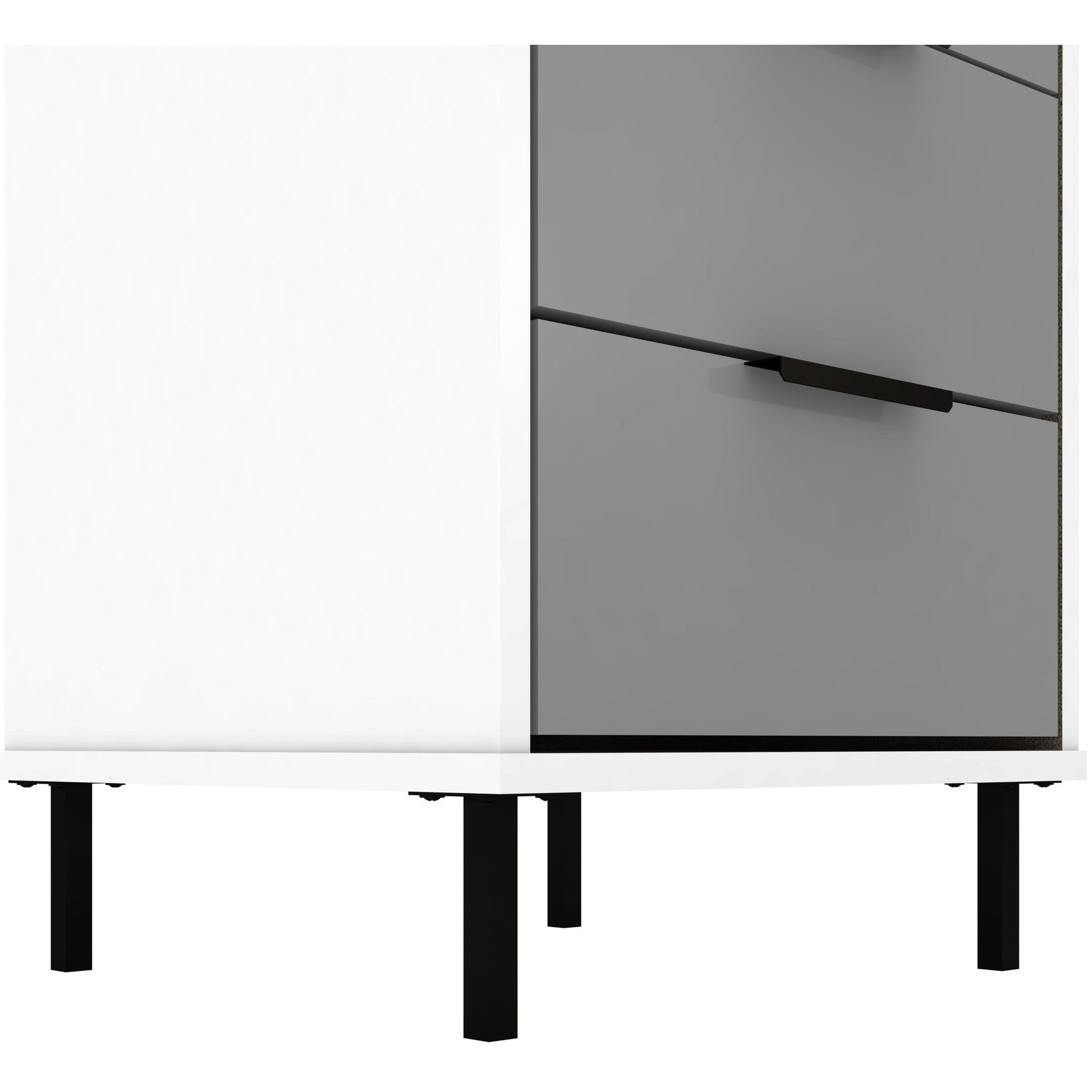 Madrid 3 Drawer Bedside - Grey/White Gloss