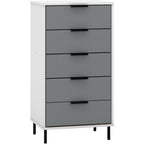 Madrid 5 Drawer Narrow Chest - Grey/White Gloss