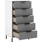 Madrid 5 Drawer Narrow Chest - Grey/White Gloss