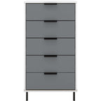 Madrid 5 Drawer Narrow Chest - Grey/White Gloss