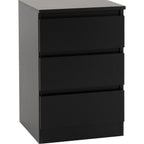 Malvern 3 Drawer Bedside X2 - Black