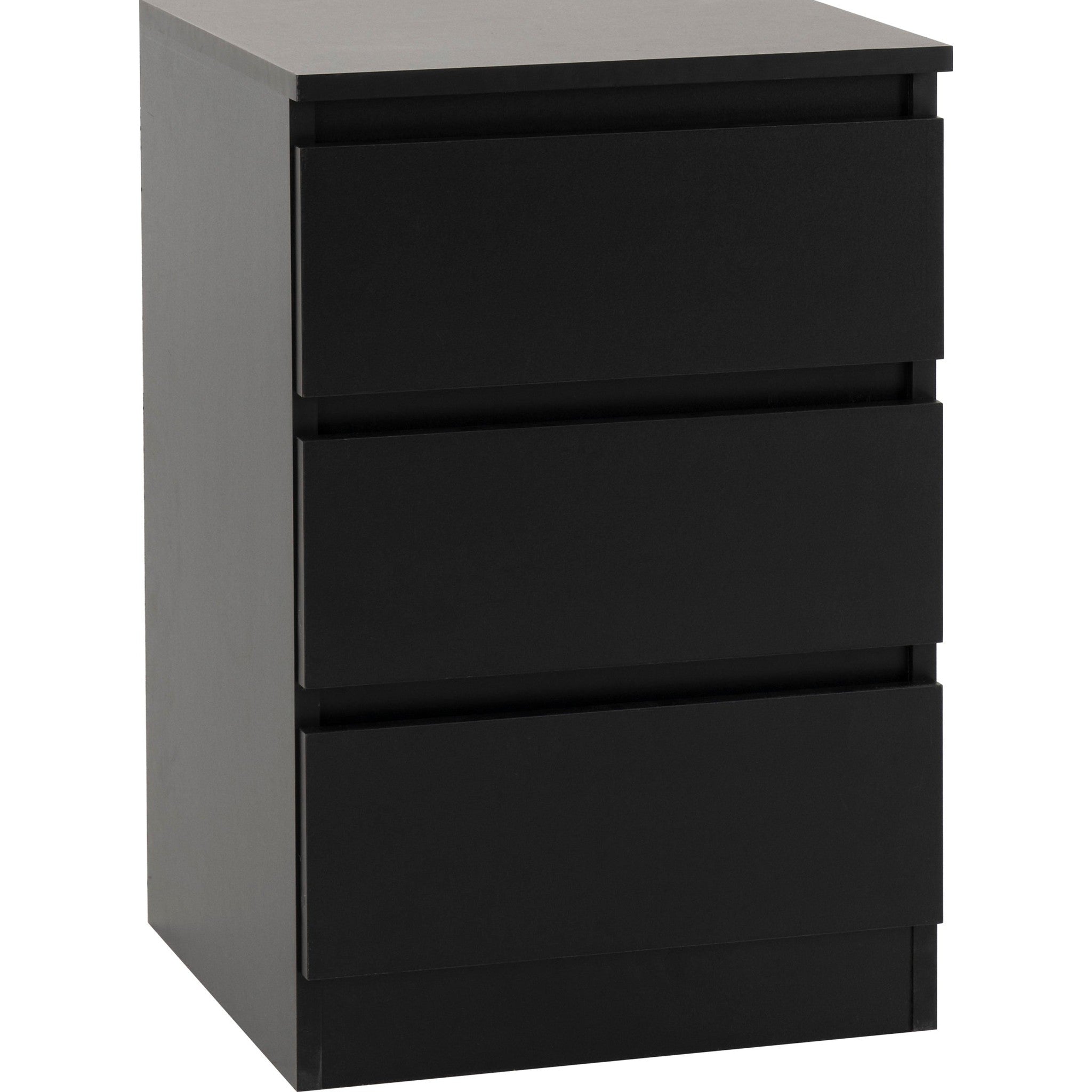 Malvern 3 Drawer Bedside - Black