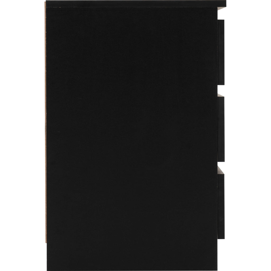 Malvern 3 Drawer Bedside - Black