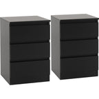 Malvern 3 Drawer Bedside X2 - Black