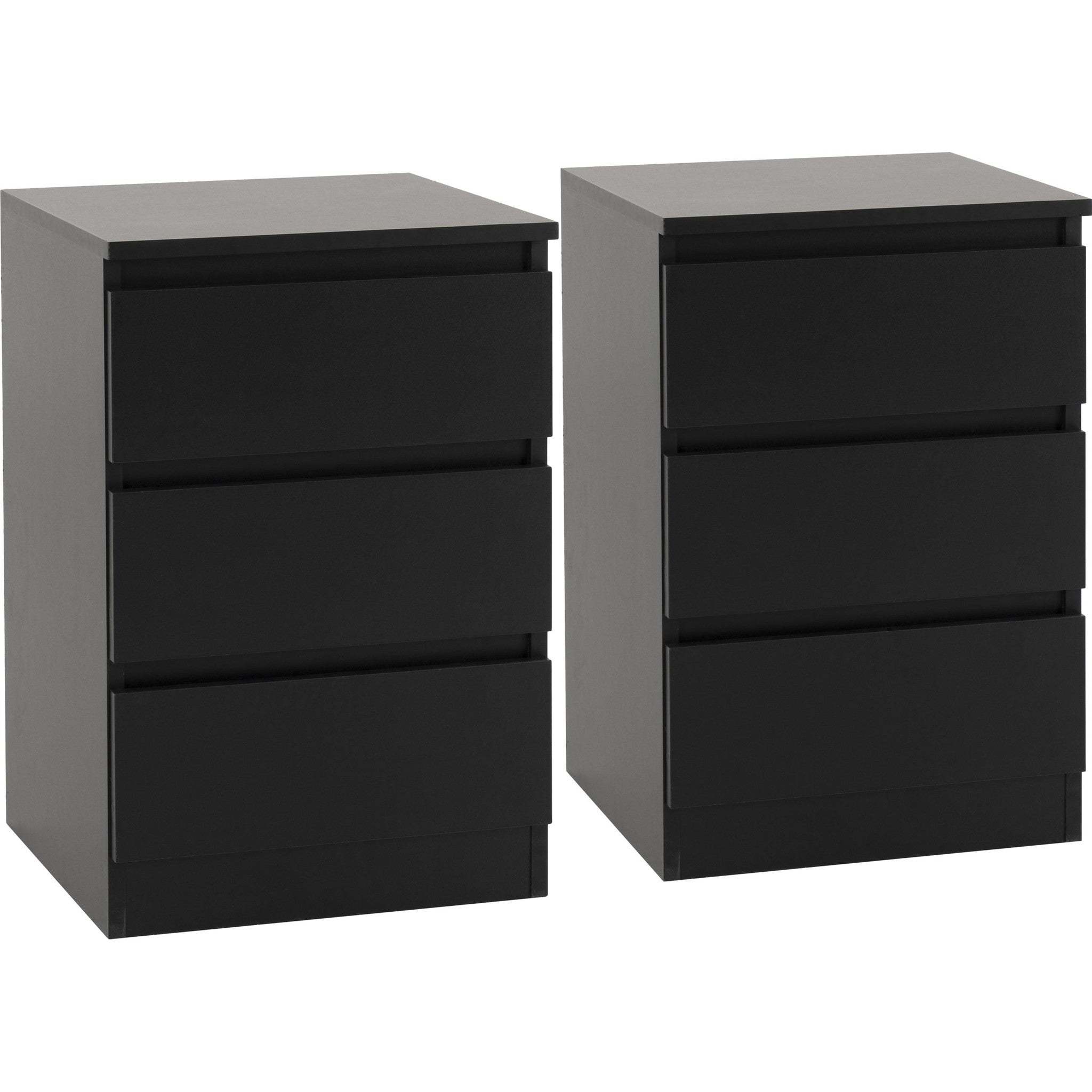 Malvern 3 Drawer Bedside X2 - Black