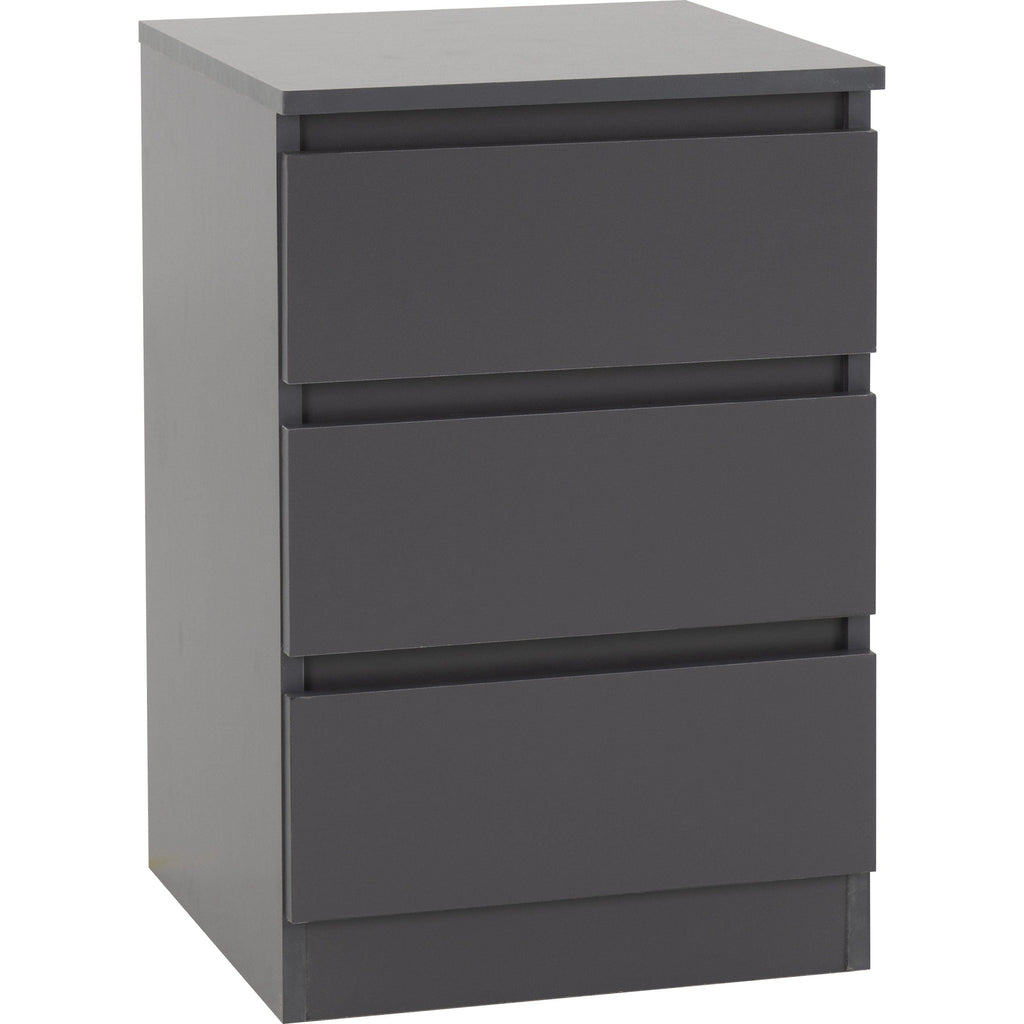 Malvern 3 Drawer Bedside - Grey