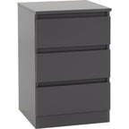 Malvern 3 Drawer Bedside - Grey