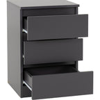 Malvern 3 Drawer Bedside - Grey