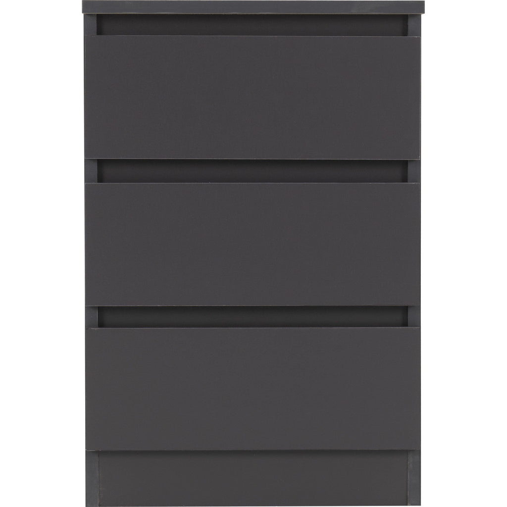 Malvern 3 Drawer Bedside - Grey