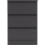 Malvern 3 Drawer Bedside - Grey