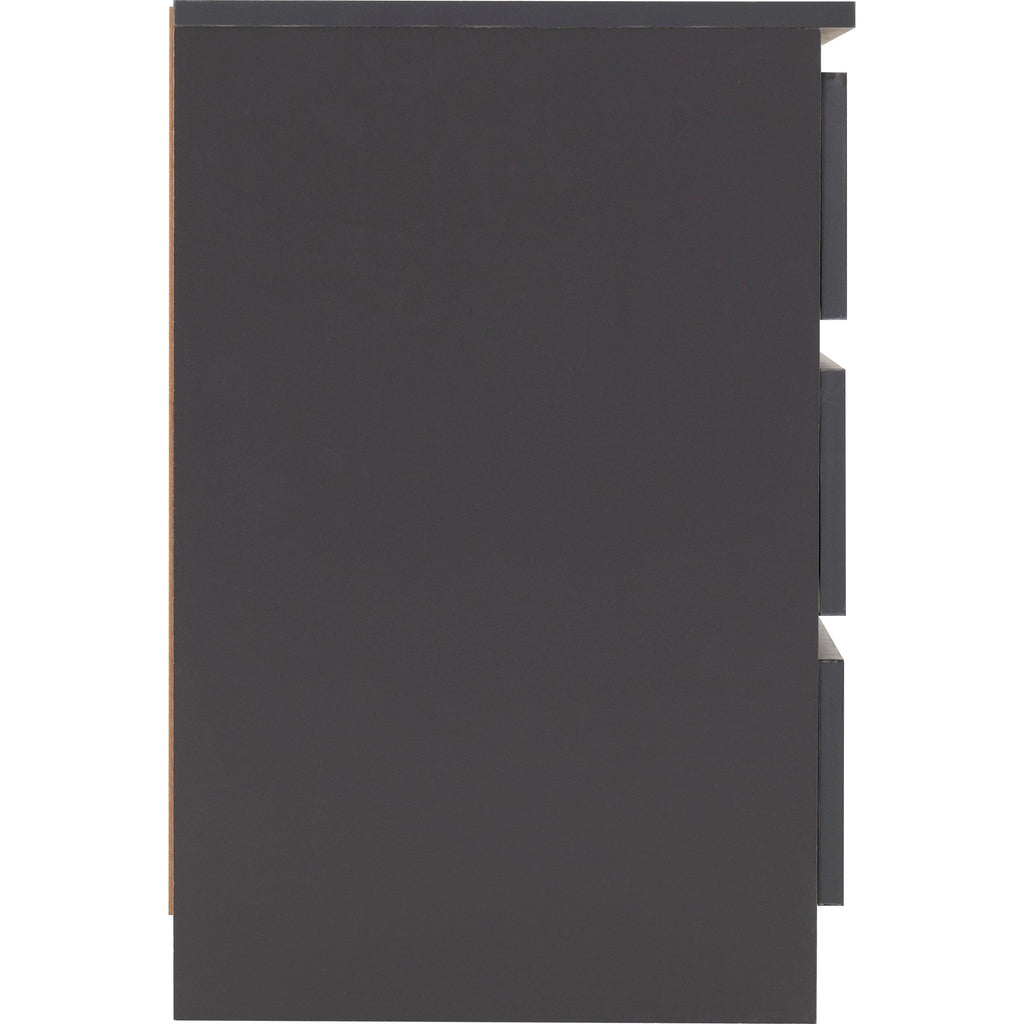 Malvern 3 Drawer Bedside - Grey