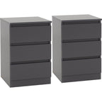 Malvern 3 Drawer Bedside X2 - Grey