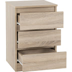 Malvern 3 Drawer Bedside - Sonoma Oak Effect